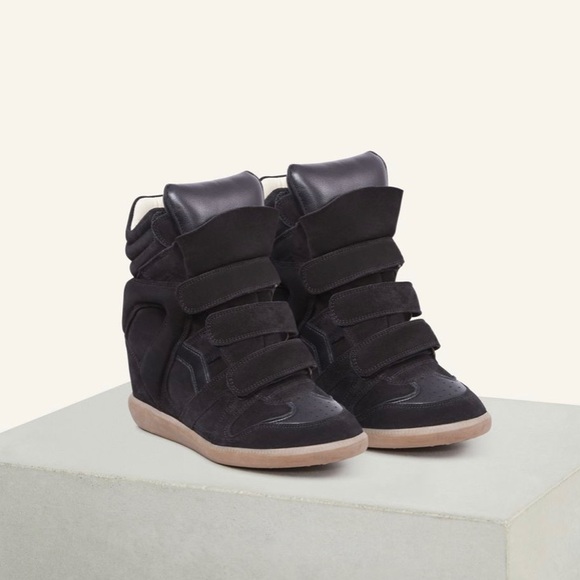 Isabel Marant Bekett black suede wedge sneakers. - Picture 1 of 2